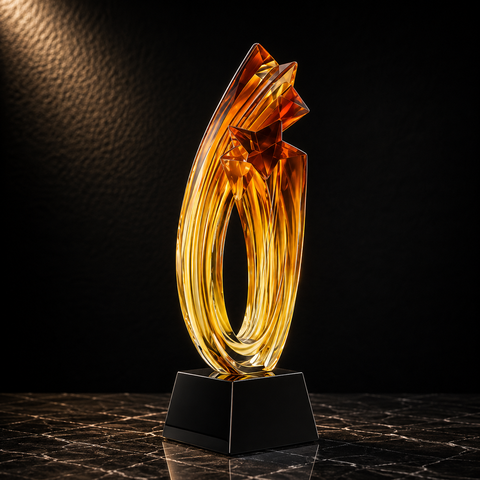 Oval Flame Crystal Award - custom crystal awards with your logo